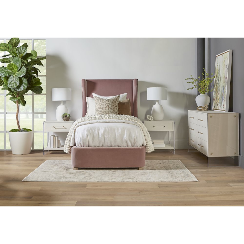 Traditions Transitional Sonia Shagreen 1-Drawer Nightstand