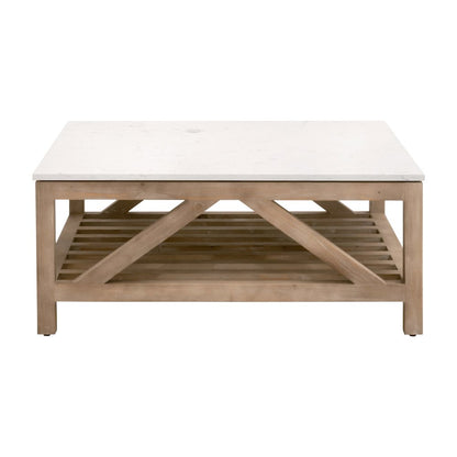 Bella Antique Transitional Spruce Square Coffee Table