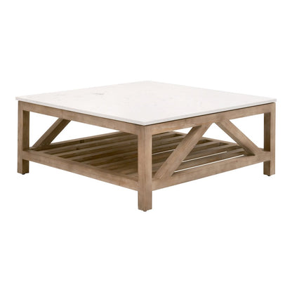 Bella Antique Transitional Spruce Square Coffee Table