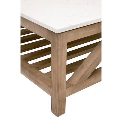 Bella Antique Transitional Spruce Square Coffee Table