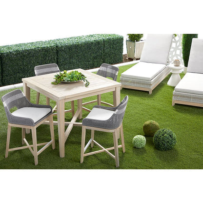 Woven - Outdoor  Transitional Tapestry Outdoor Counter Stool