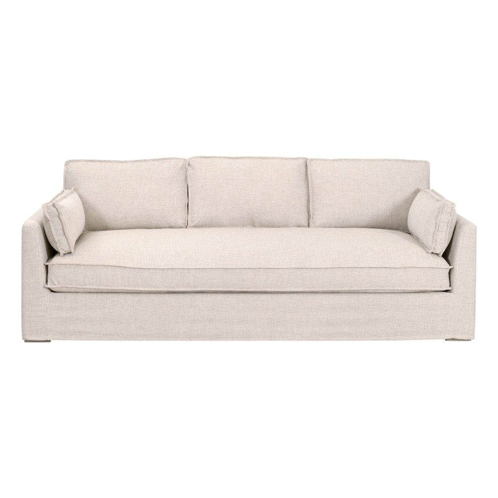Transitional Thea Outdoor 90" Taper Arm Slipcover Sofa