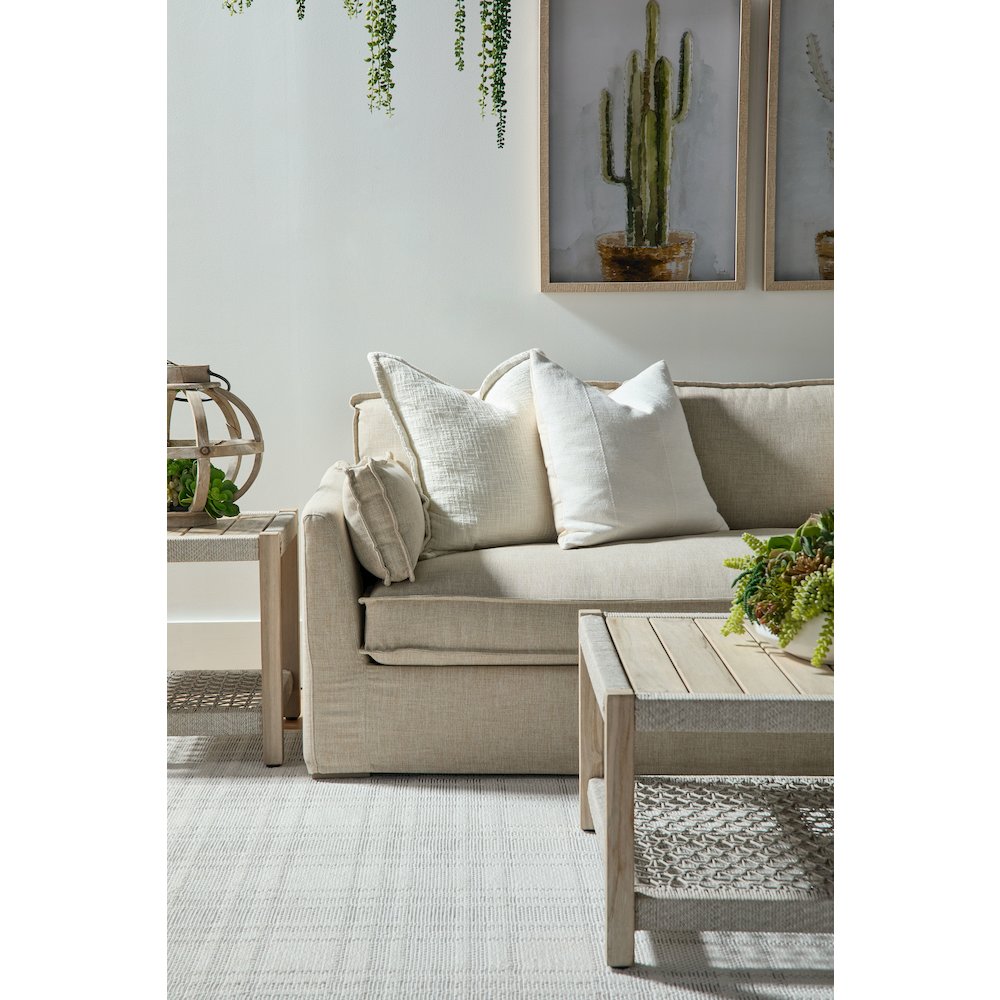 Transitional Thea Outdoor 90" Taper Arm Slipcover Sofa