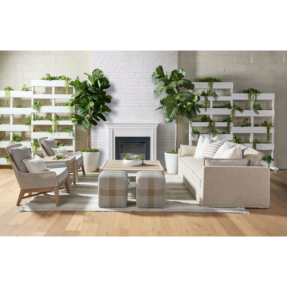 Transitional Thea Outdoor 90" Taper Arm Slipcover Sofa