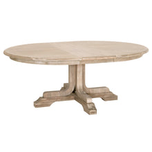 Gray Round Extension Dining Table 60 Inches, Acacia Wood, Solid Base