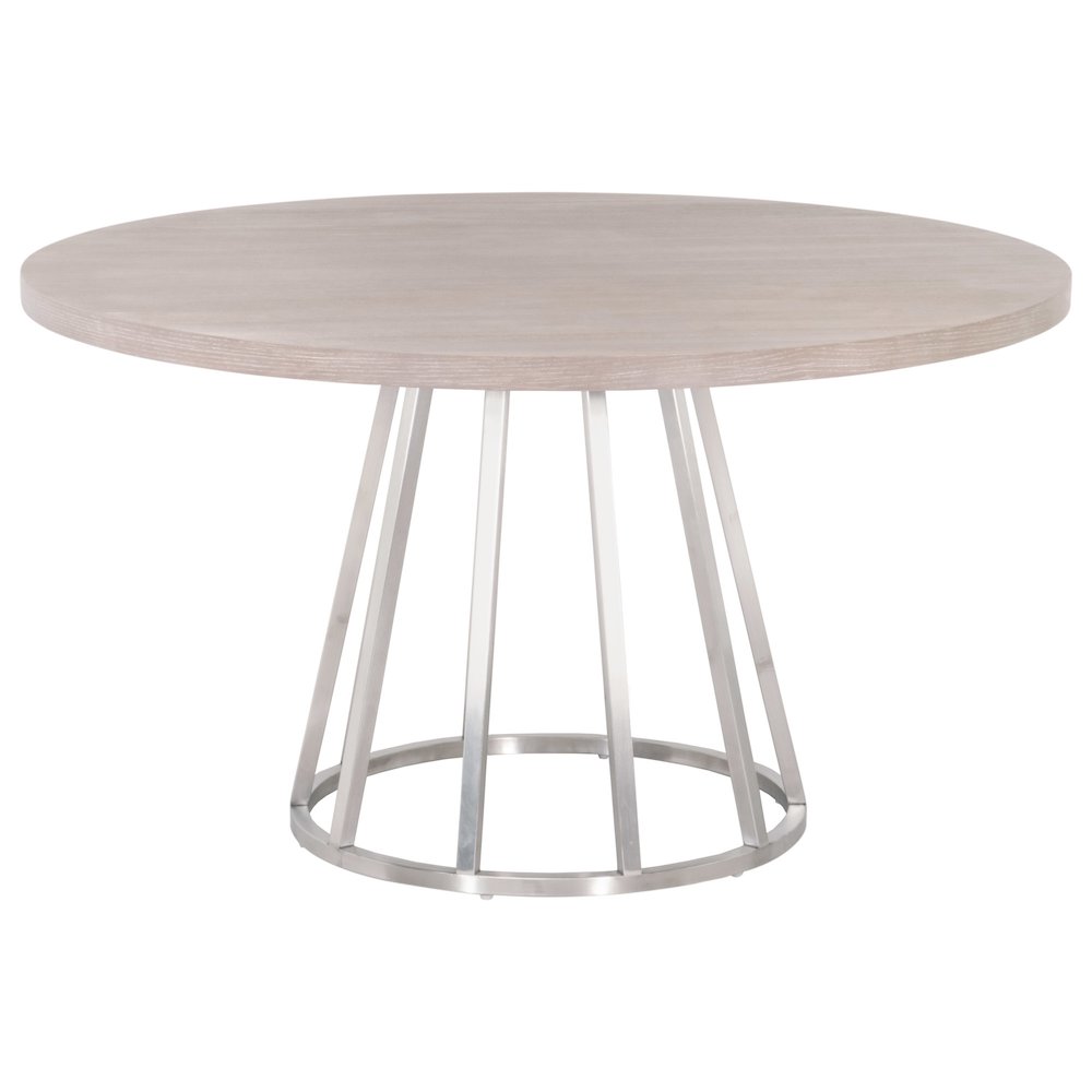 Gray Round Dining Table Top 54 Inches, Acacia Wood Veneer, MDF
