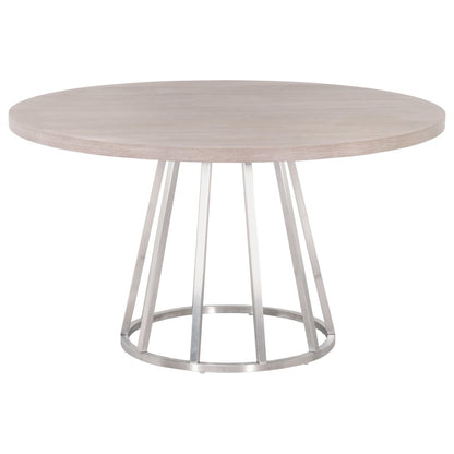 Gray Round Dining Table Top 54 Inches, Acacia Wood Veneer, MDF