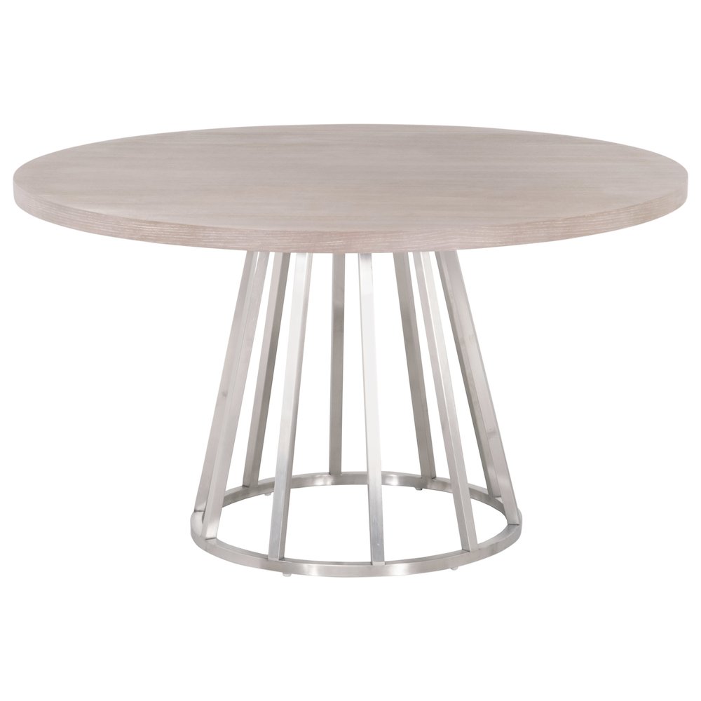 Gray Round Dining Table Top 54 Inches, Acacia Wood Veneer, MDF