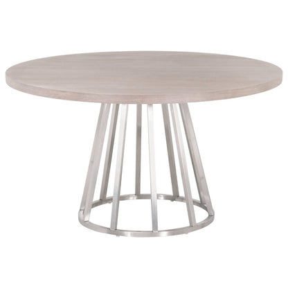 Gray Round Dining Table Top 54 Inches, Acacia Wood Veneer, MDF