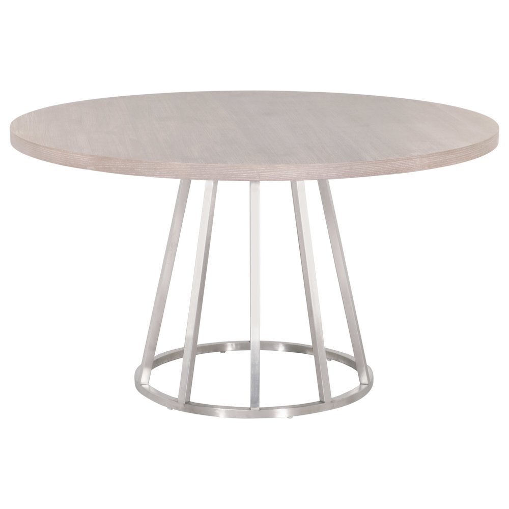 Gray Round Dining Table Top 54 Inches, Acacia Wood Veneer, MDF