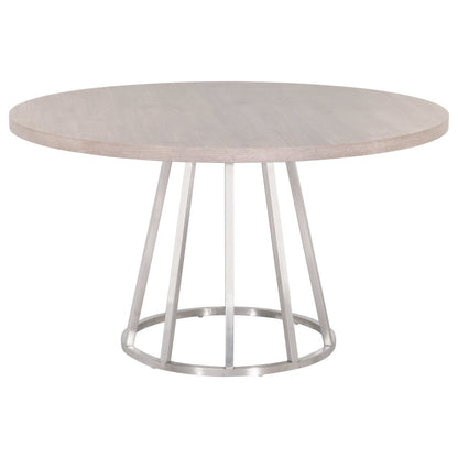 Gray Round Dining Table Top 54 Inches, Acacia Wood Veneer, MDF