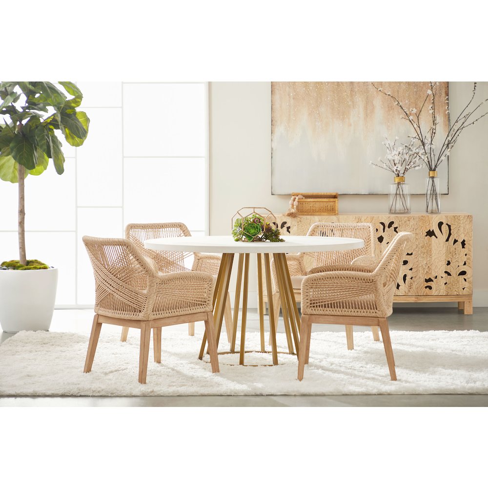 Traditions Transitional Turino 54" Round Dining Table Concrete Top