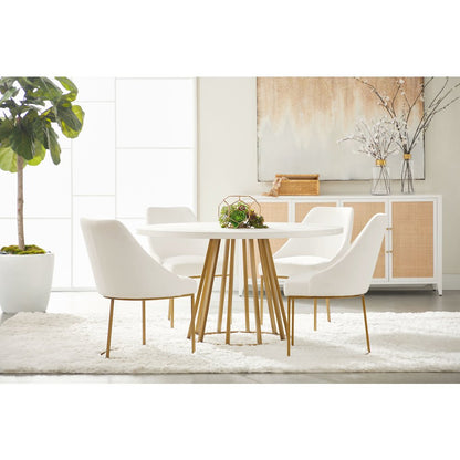 Traditions Transitional Turino 54" Round Dining Table Concrete Top