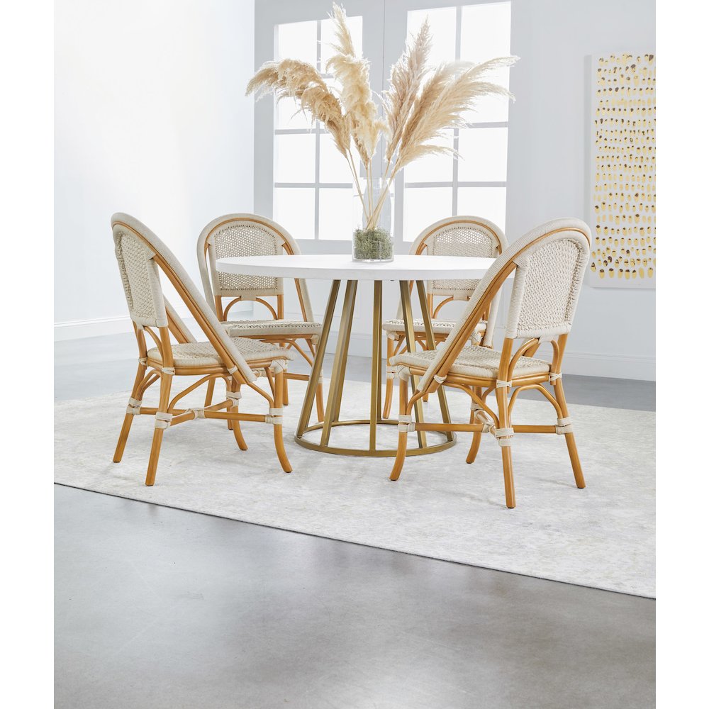 Traditions Transitional Turino 54" Round Dining Table Concrete Top