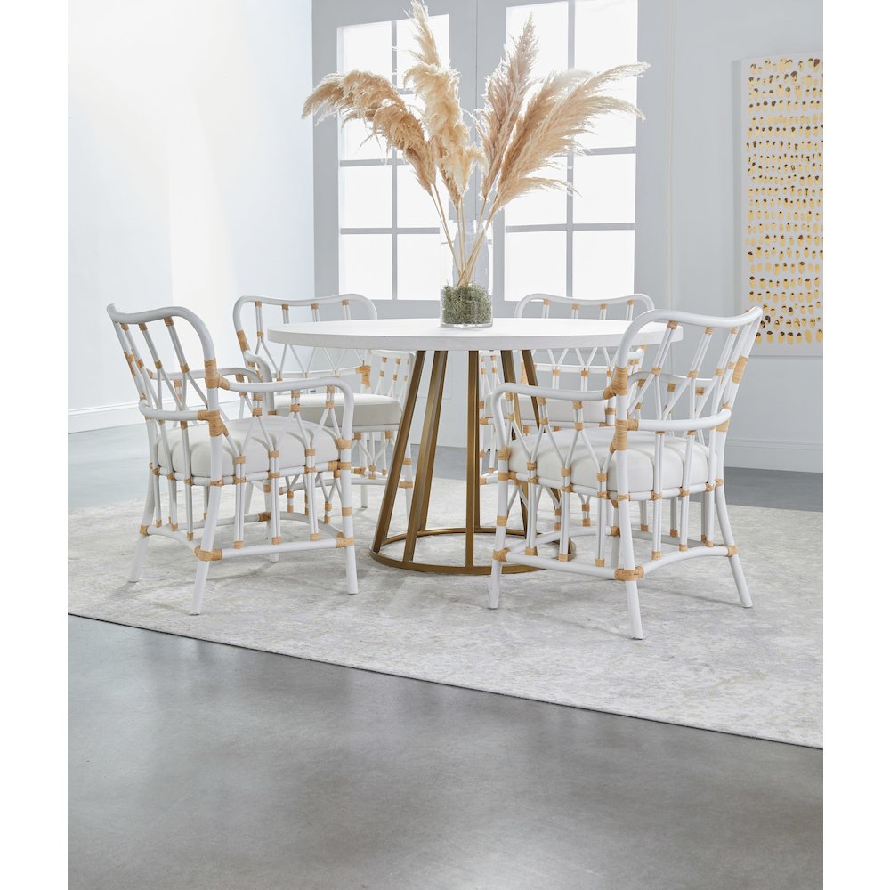 Traditions Transitional Turino 54" Round Dining Table Concrete Top