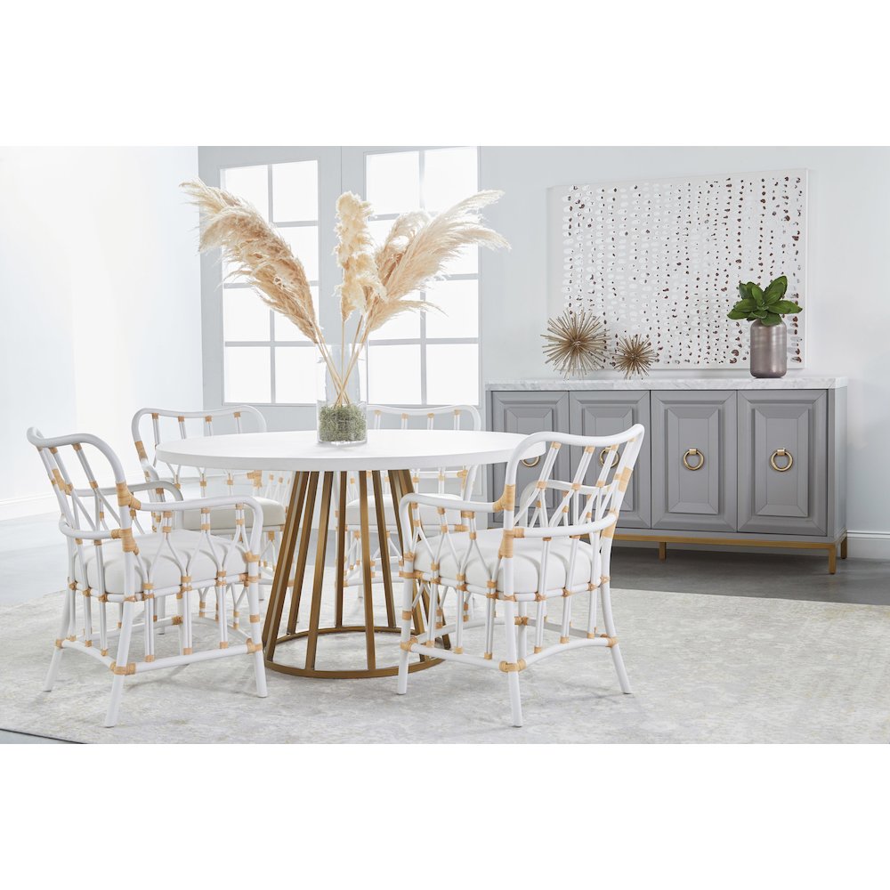 Traditions Transitional Turino 54" Round Dining Table Concrete Top