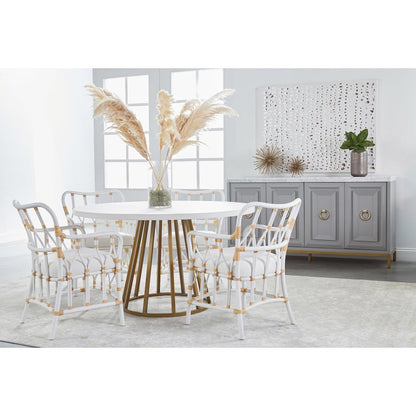 Traditions Transitional Turino 54" Round Dining Table Concrete Top
