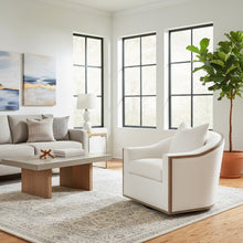 Swivel Club Chair White, Reversible Cushion, 360 Motion