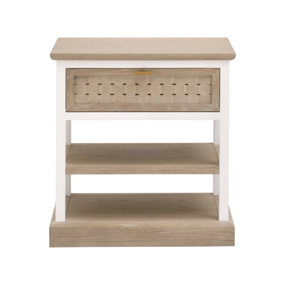 Bella Antique Transitional Weave 1-Drawer Side Table
