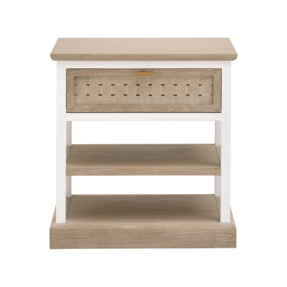 Bella Antique Transitional Weave 1-Drawer Side Table