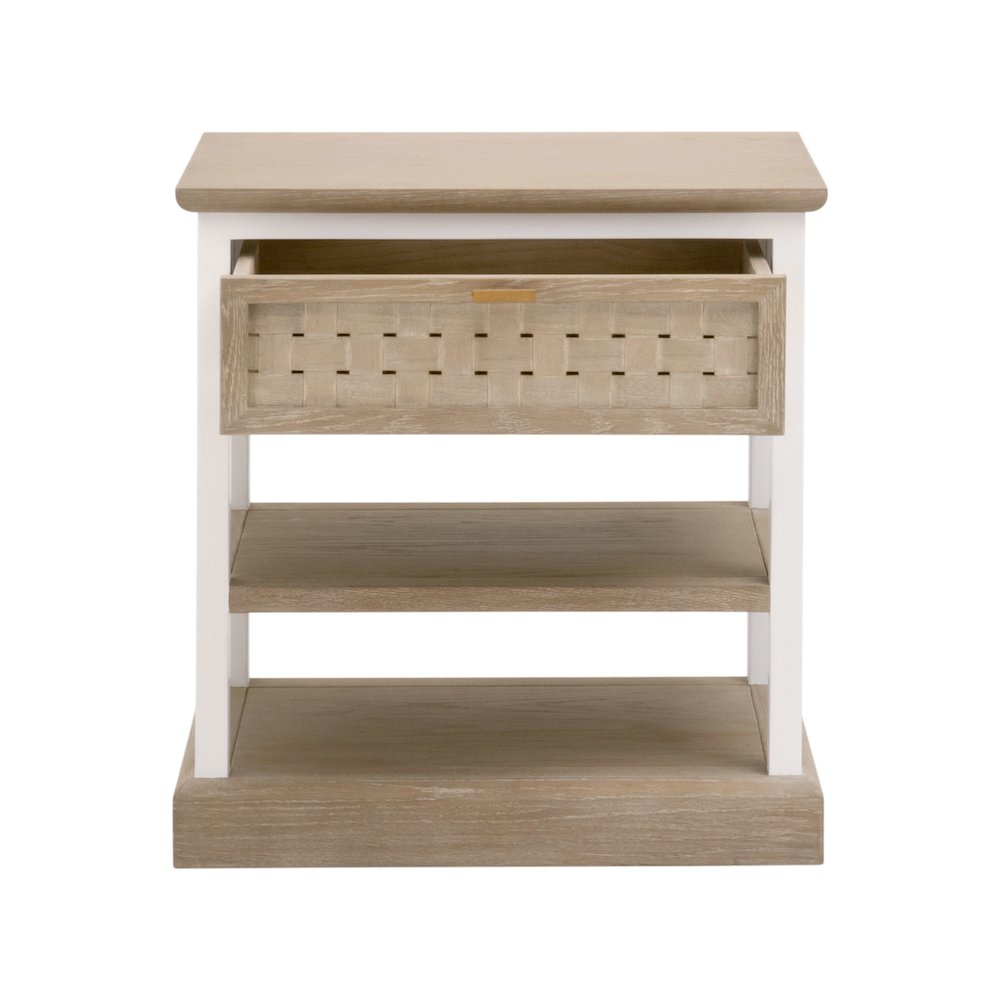 Bella Antique Transitional Weave 1-Drawer Side Table