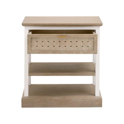 Bella Antique Transitional Weave 1-Drawer Side Table