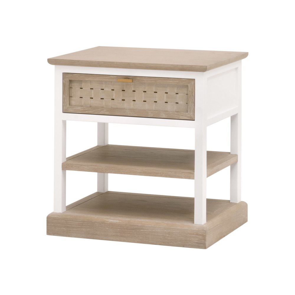 Bella Antique Transitional Weave 1-Drawer Side Table