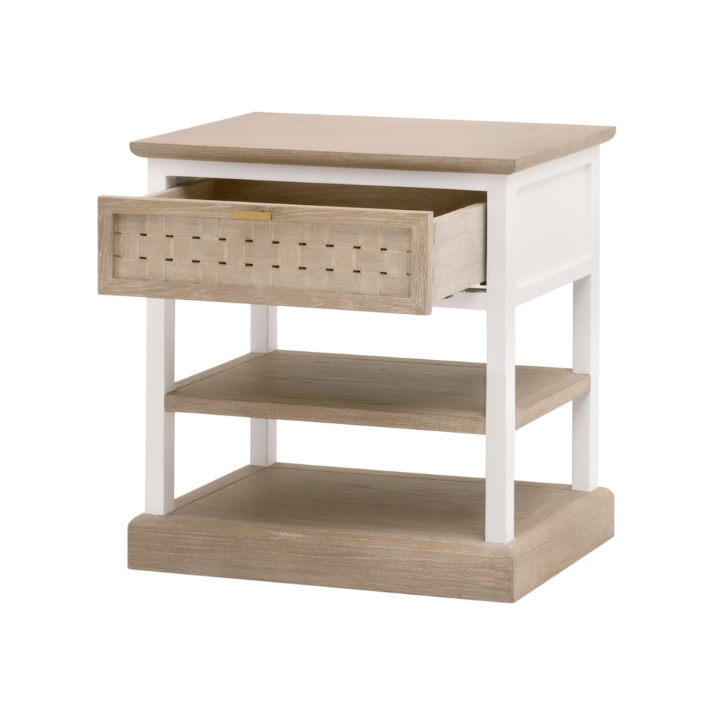 Bella Antique Transitional Weave 1-Drawer Side Table
