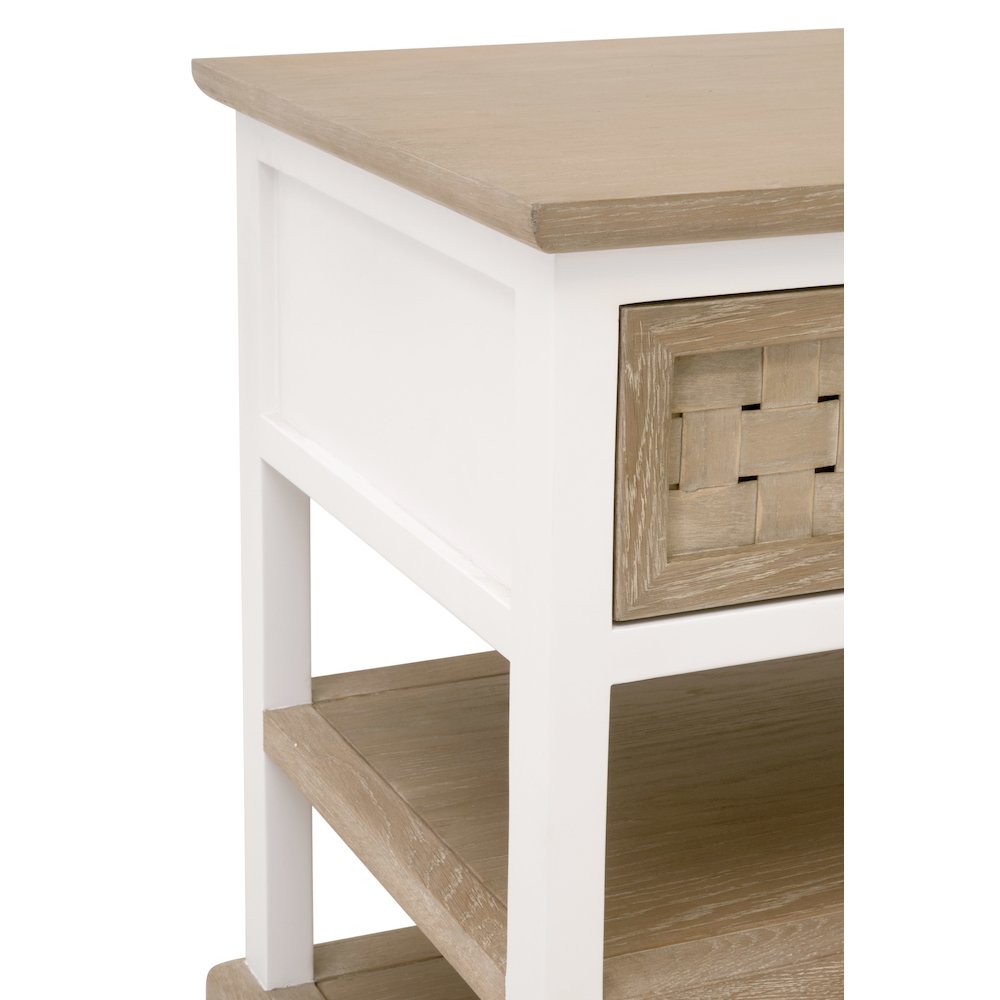 Bella Antique Transitional Weave 1-Drawer Side Table