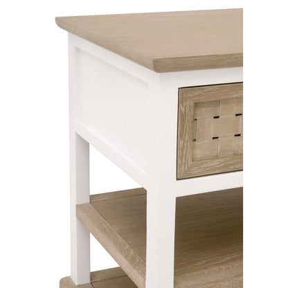 Bella Antique Transitional Weave 1-Drawer Side Table