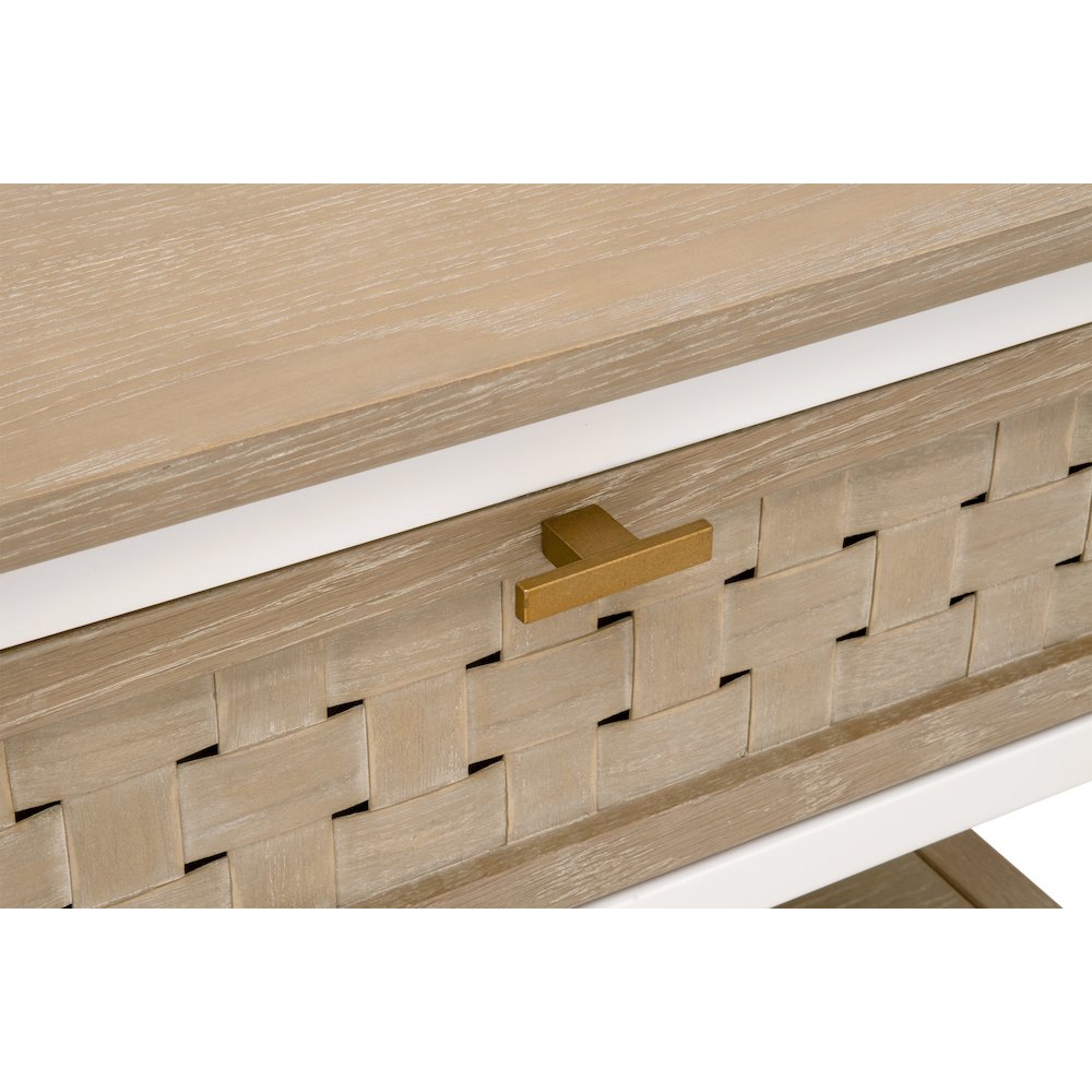 Bella Antique Transitional Weave 1-Drawer Side Table