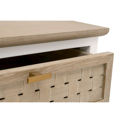Bella Antique Transitional Weave 1-Drawer Side Table