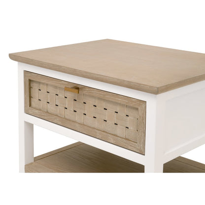 Bella Antique Transitional Weave 1-Drawer Side Table