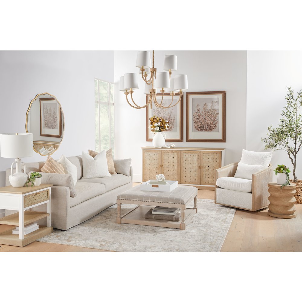 Bella Antique Transitional Weave 1-Drawer Side Table