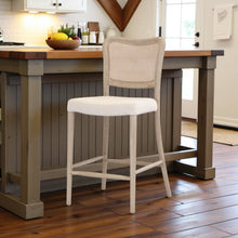 Gray Counter Stool with Backrest – Wooden Counter Height Bar Chair