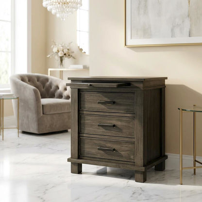 Distressed Finish Nightstand with Oxidized Iron Hardware