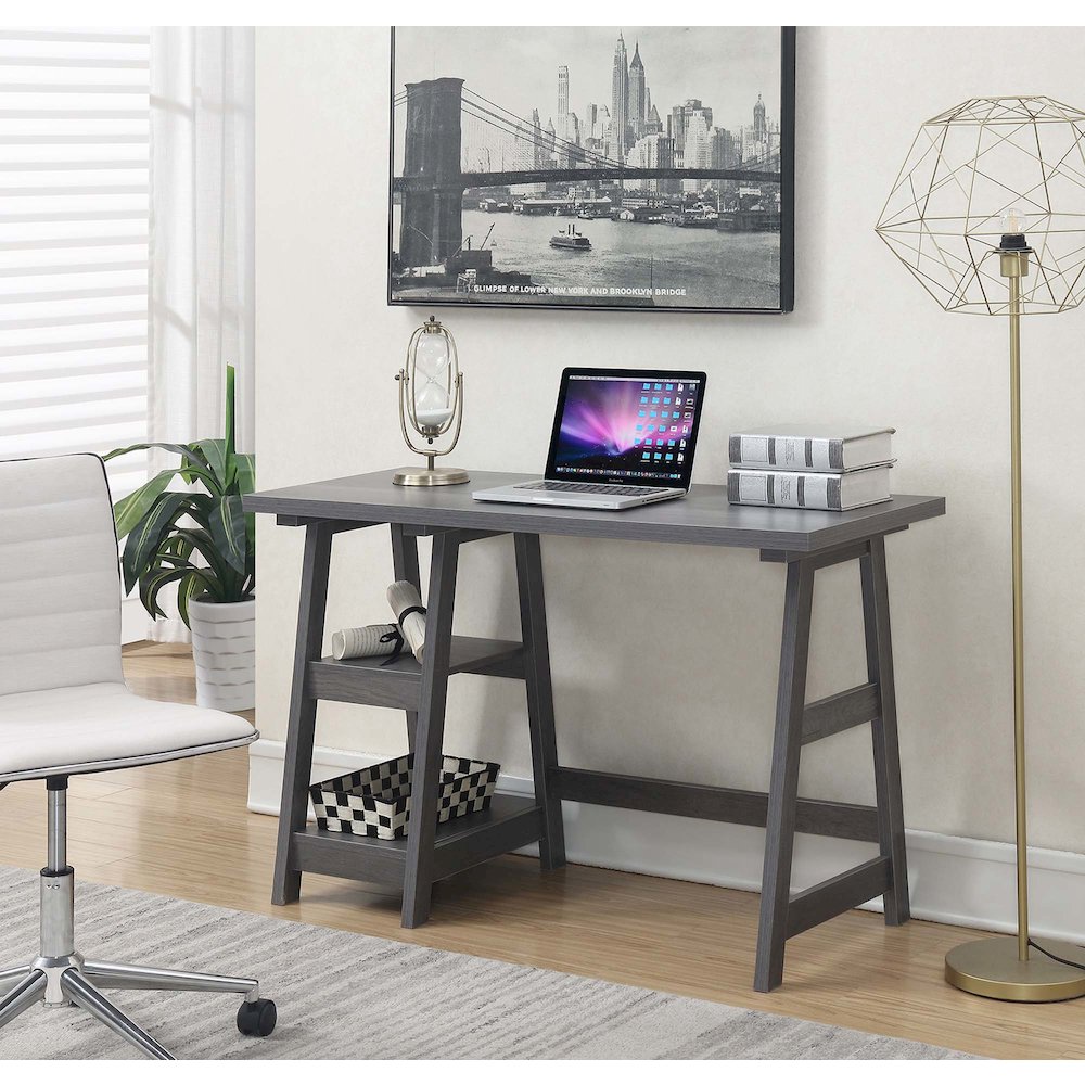 Designs2Go Trestle Desk with Shelves
