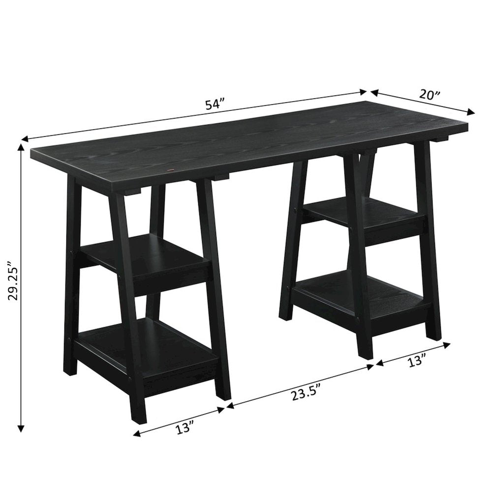 Designs2Go Double Trestle Desk with Shelves