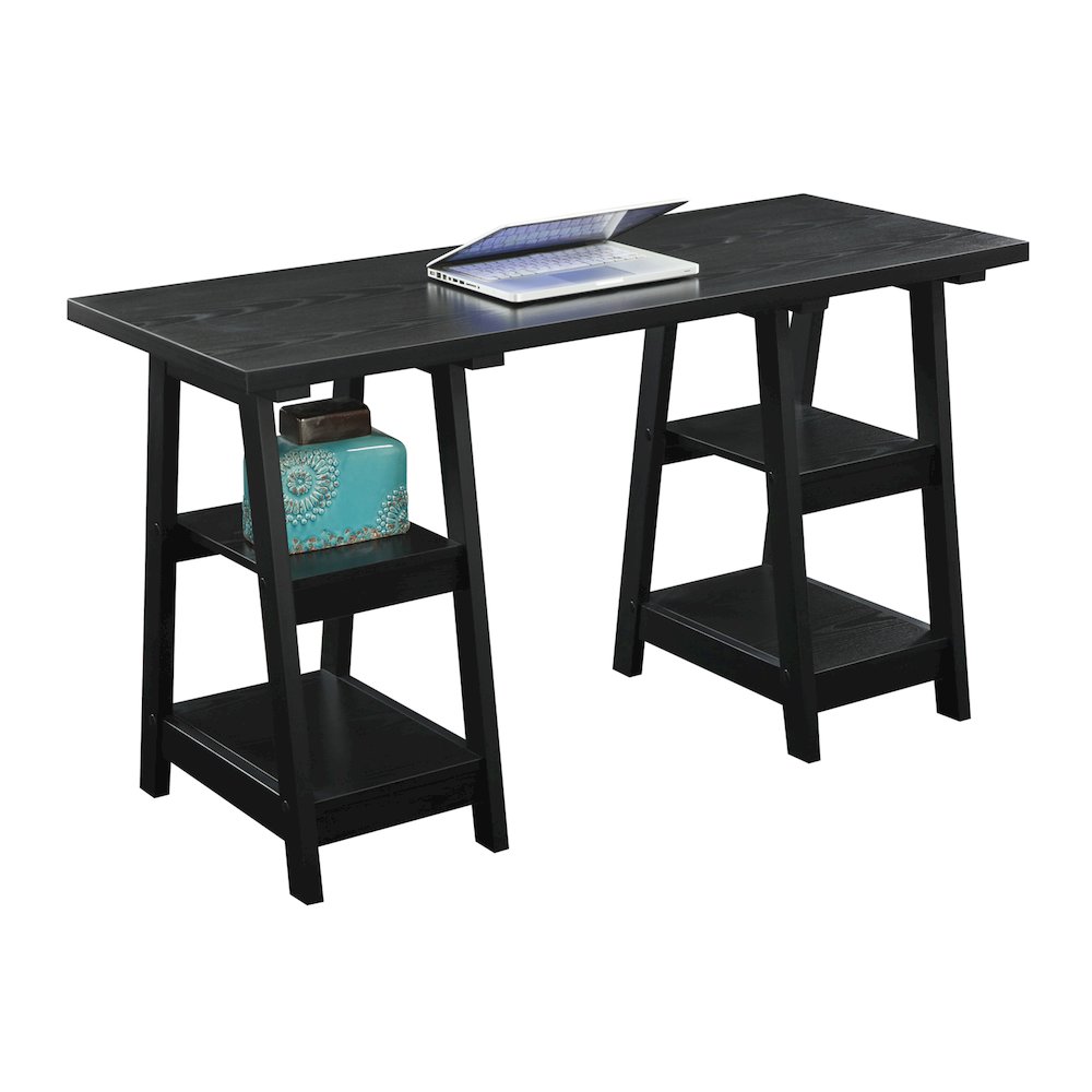 Designs2Go Double Trestle Desk with Shelves