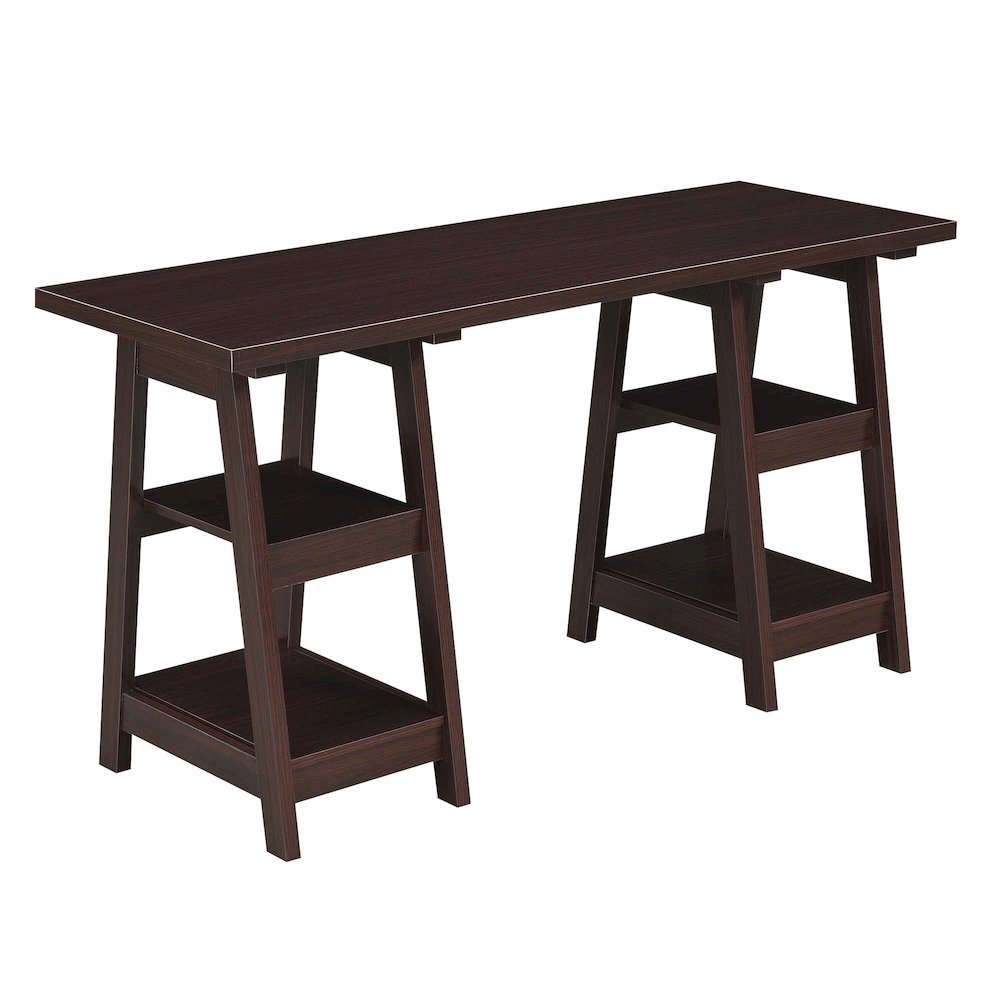 Designs2Go Double Trestle Desk with Shelves