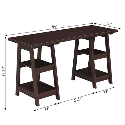 Designs2Go Double Trestle Desk with Shelves