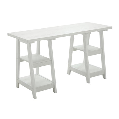 Designs2Go Double Trestle Desk with Shelves