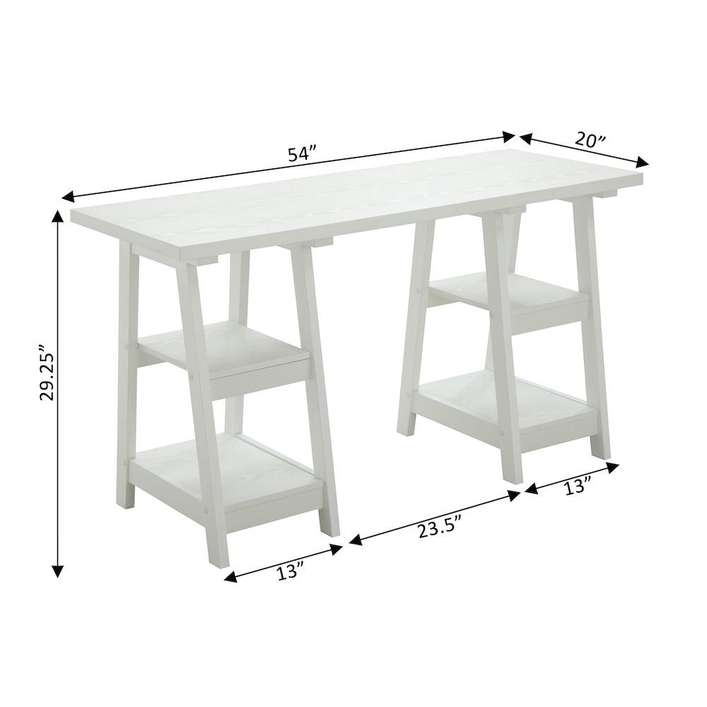 Designs2Go Double Trestle Desk with Shelves