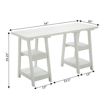 Designs2Go Double Trestle Desk with Shelves