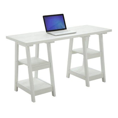 Designs2Go Double Trestle Desk with Shelves