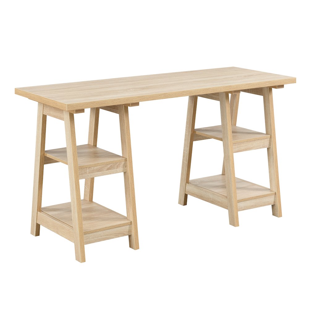 Designs2Go Double Trestle Desk with Shelves