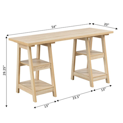 Designs2Go Double Trestle Desk with Shelves