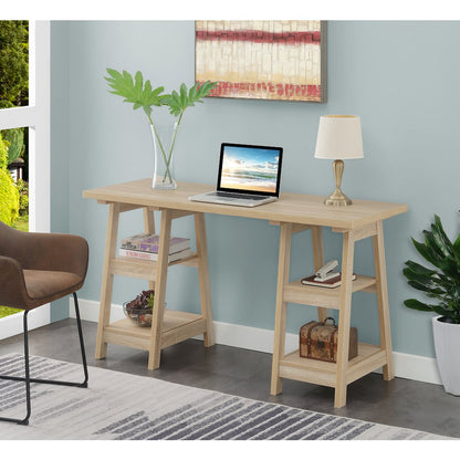 Designs2Go Double Trestle Desk with Shelves