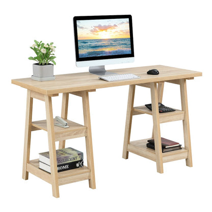 Designs2Go Double Trestle Desk with Shelves