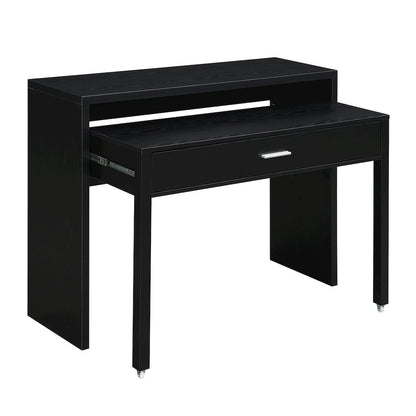 Newport JB Console/Sliding Desk with Drawer and Riser, Black